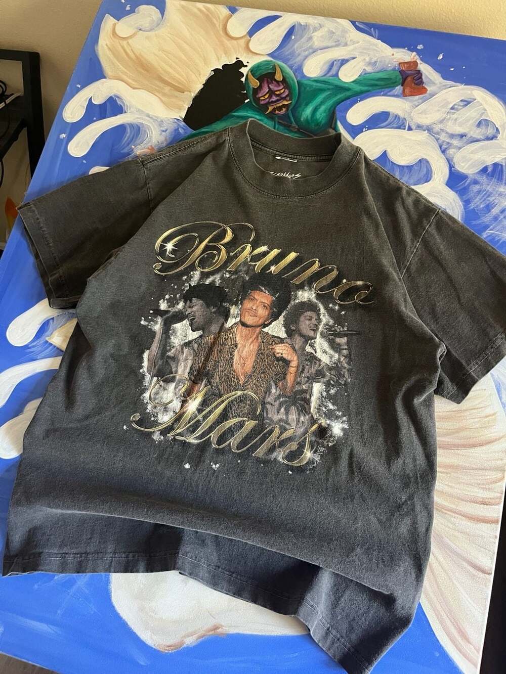 Bruno Mars Graphic T-Shirt Size M Black Vintage Wash - Picture 1 of 7